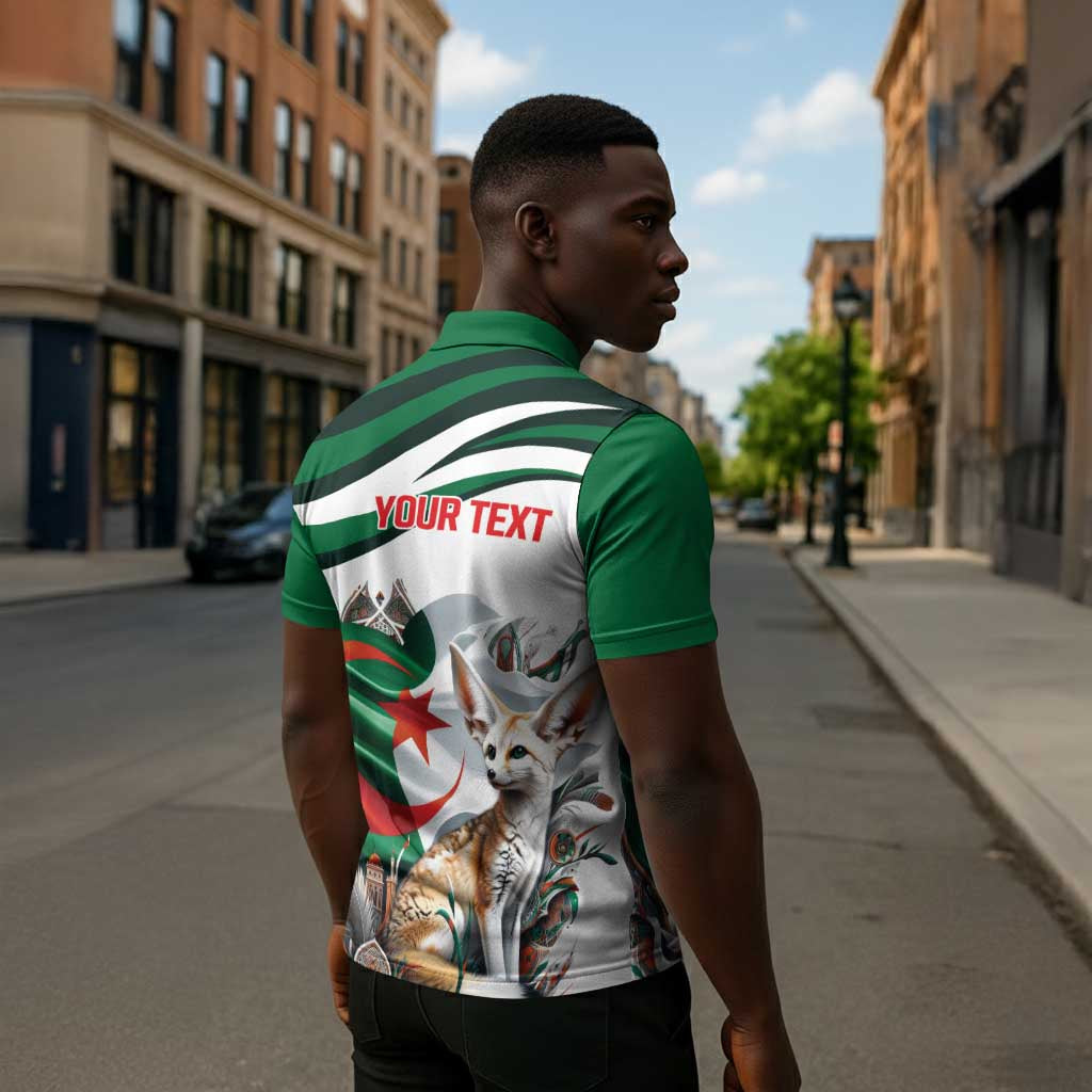 Algeria Fennec Fox Personalized Zipper Polo Shirt with Algerian Culture and Nature