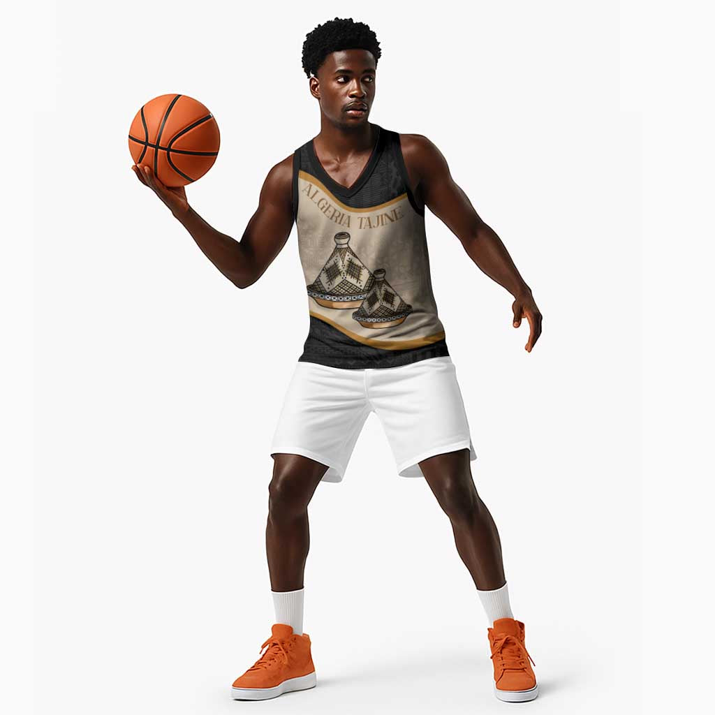 Algeria Tajine Dish Personalized Basketball Jersey with African Tribal Pattern - African Pride