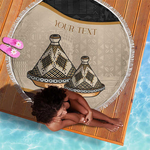 Algeria Tajine Dish Personalized Beach Blanket with African Tribal Pattern
