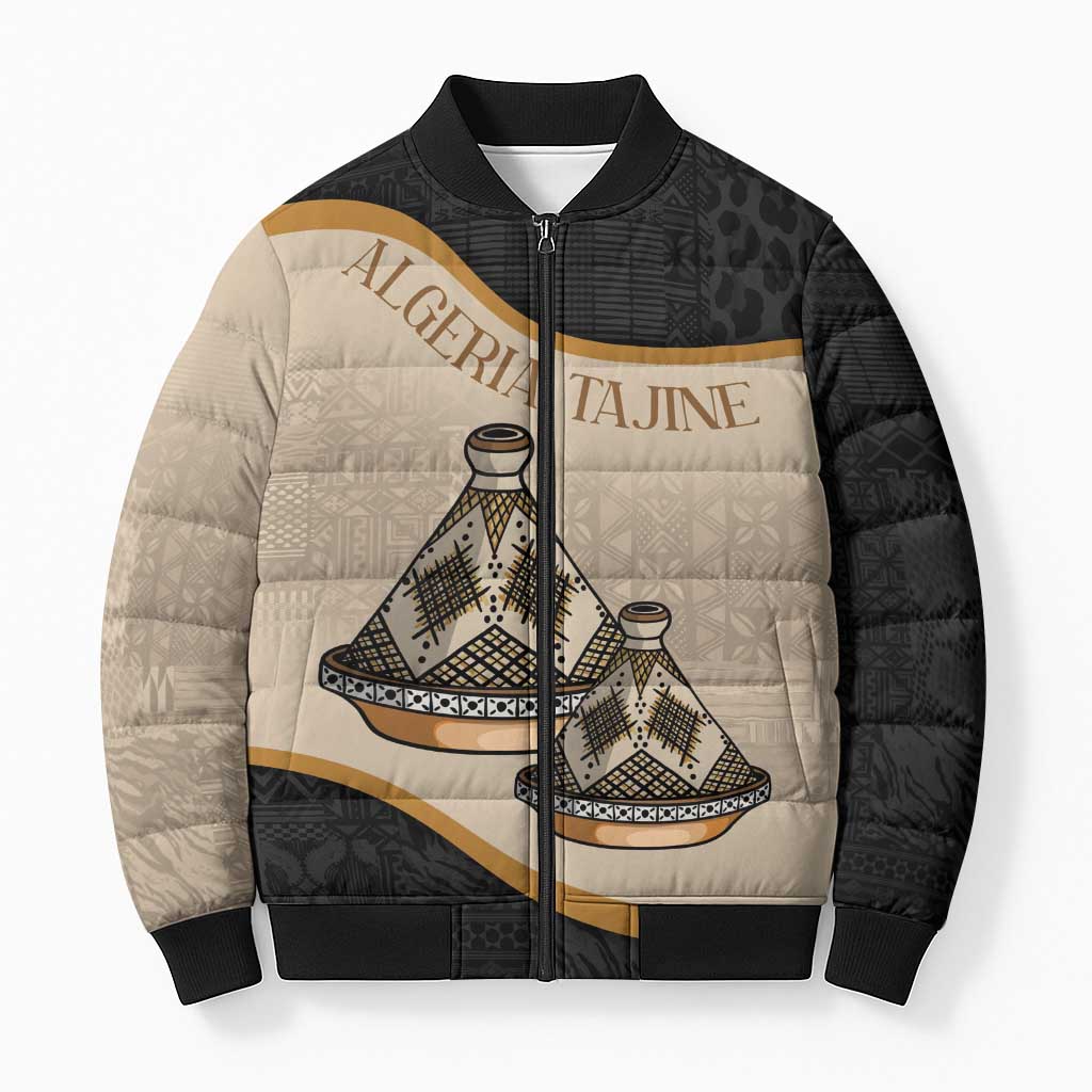 Algeria Tajine Dish Personalized Bomber Puffer Jacket with African Tribal Pattern