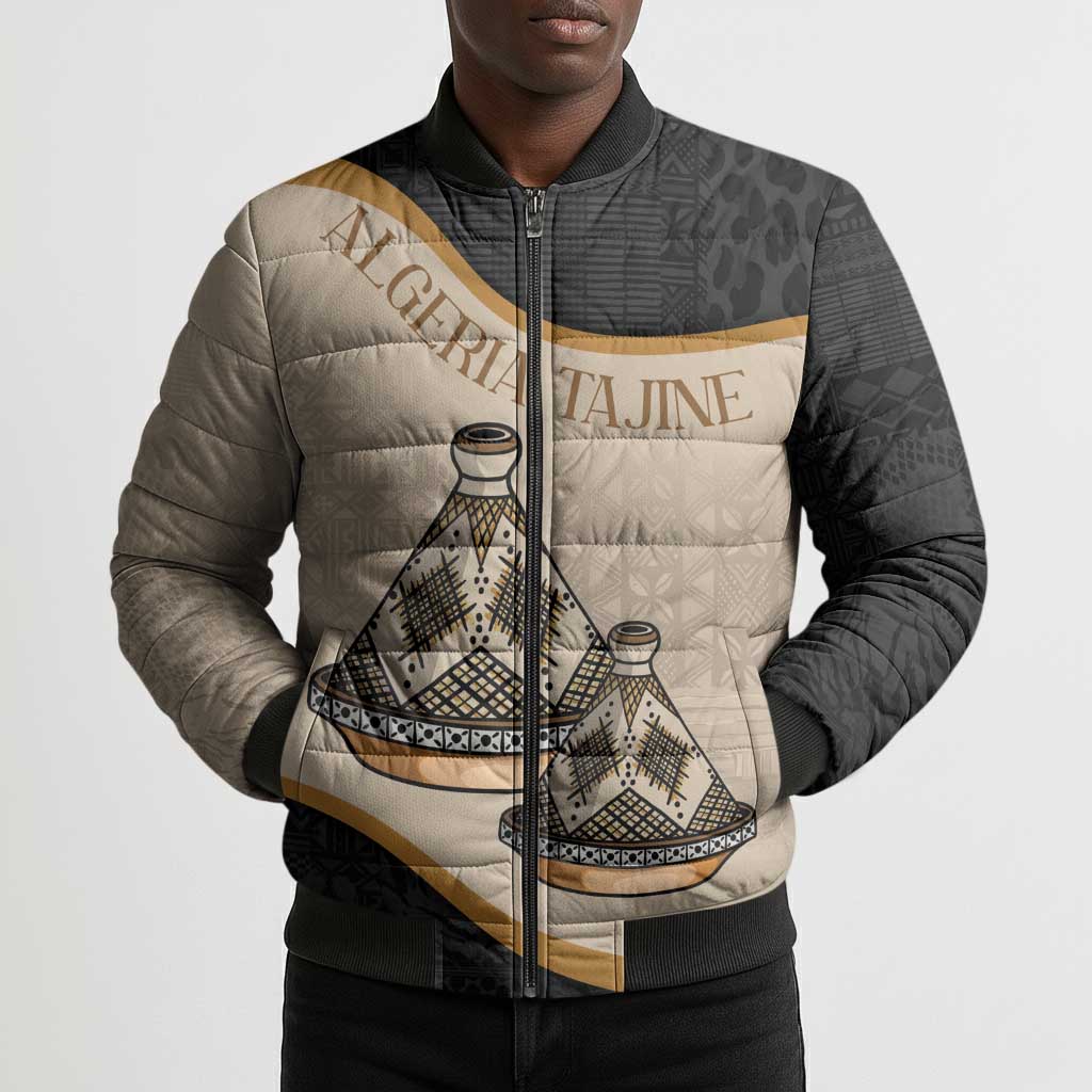 Algeria Tajine Dish Personalized Bomber Puffer Jacket with African Tribal Pattern