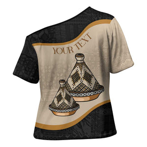 Algeria Tajine Dish Personalized Cross Shoulder Shirt with African Tribal Pattern