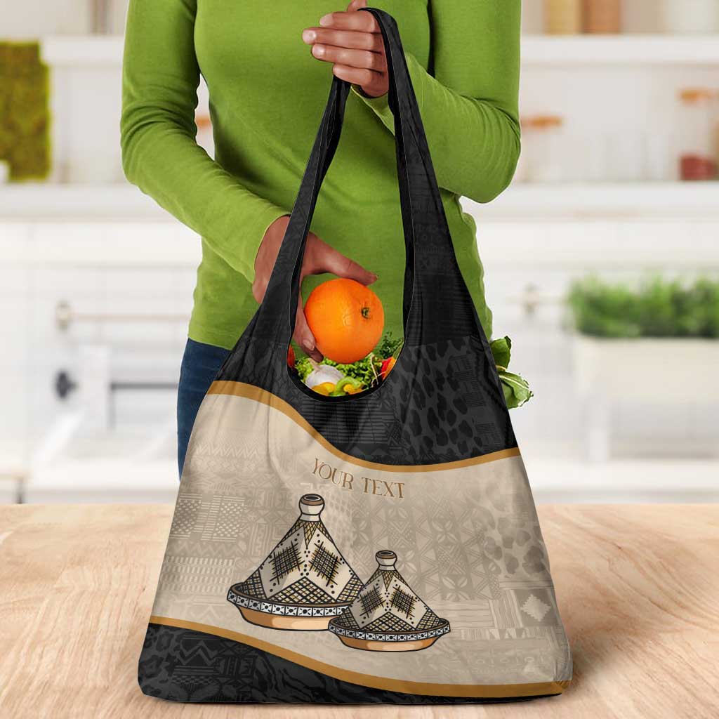 Algeria Tajine Dish Personalized Grocery Bag with African Tribal Pattern
