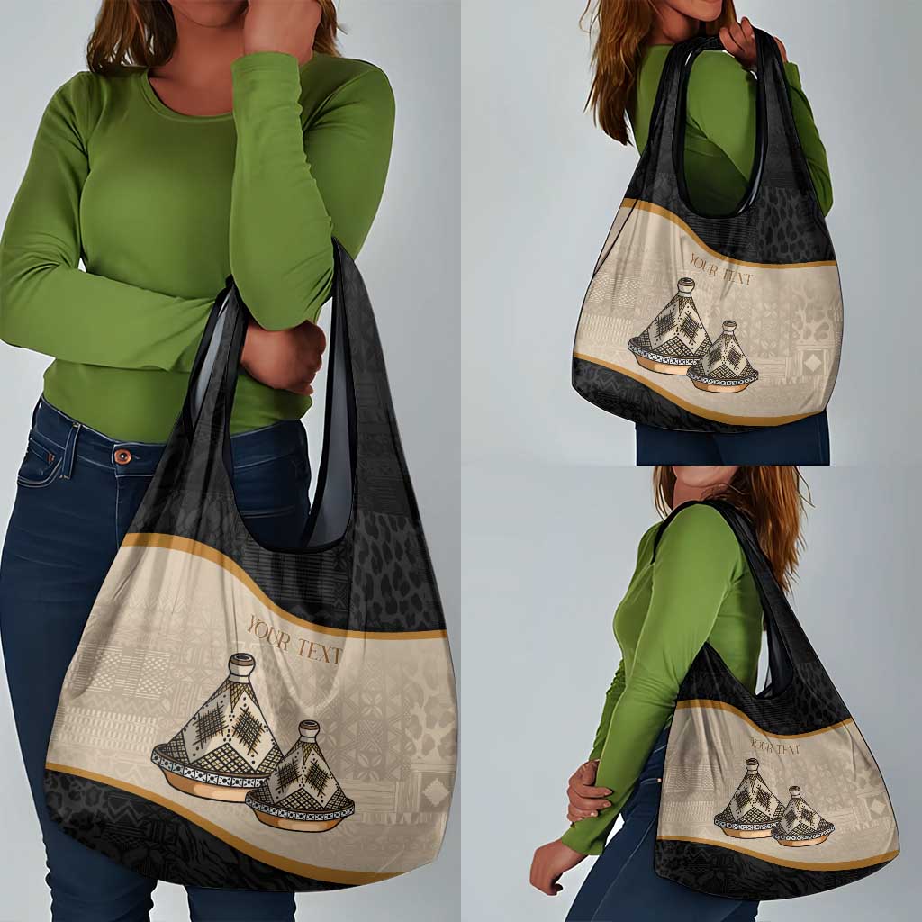 Algeria Tajine Dish Personalized Grocery Bag with African Tribal Pattern