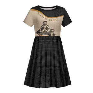 Algeria Tajine Dish Personalized Kid Short Sleeve Dress with African Tribal Pattern