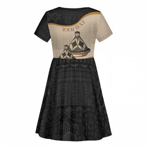 Algeria Tajine Dish Personalized Kid Short Sleeve Dress with African Tribal Pattern