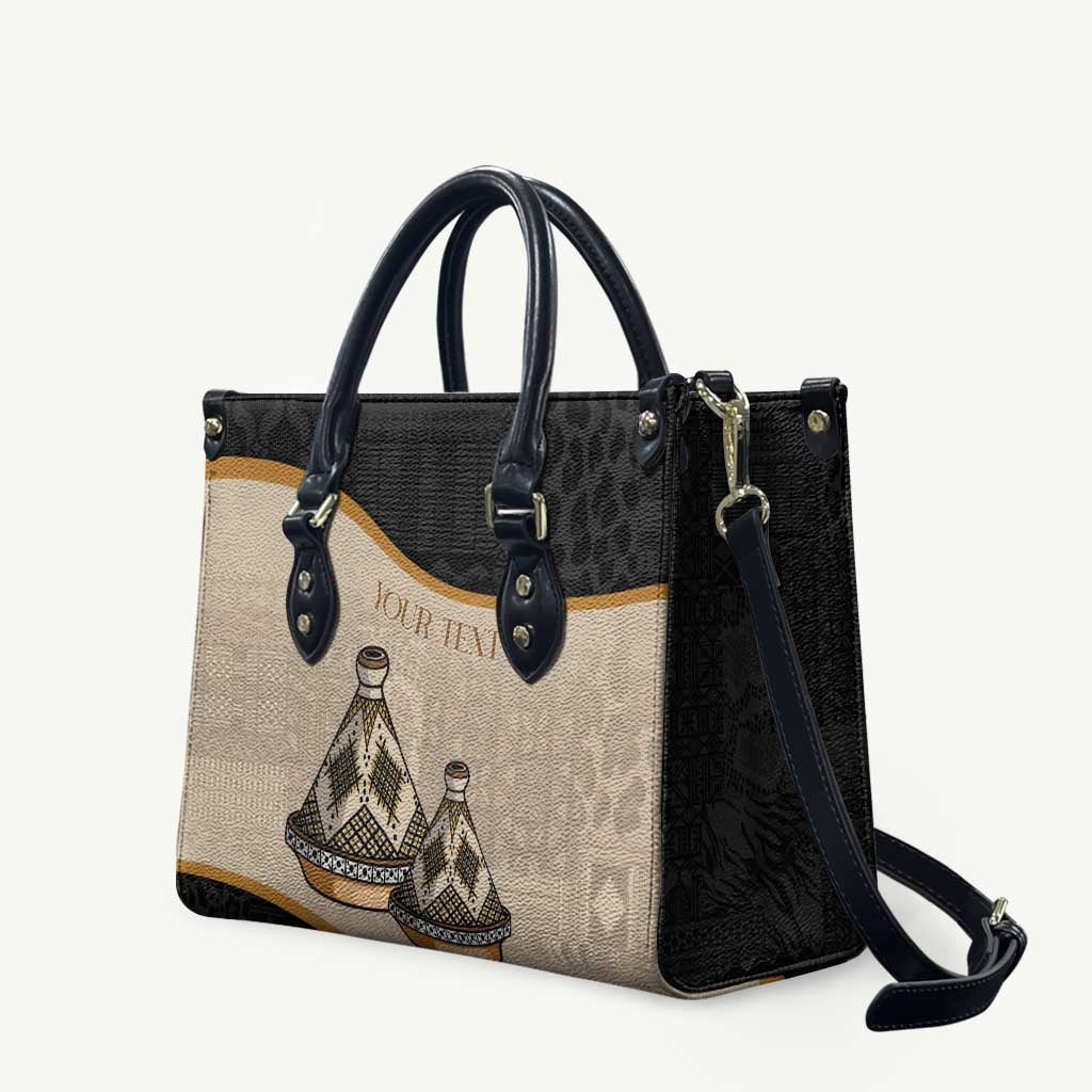 Algeria Tajine Dish Personalized Leather Bag with African Tribal Pattern