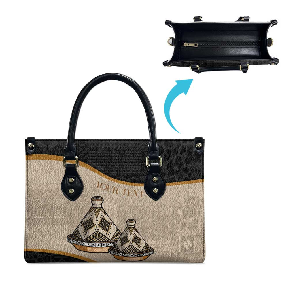 Algeria Tajine Dish Personalized Leather Bag with African Tribal Pattern