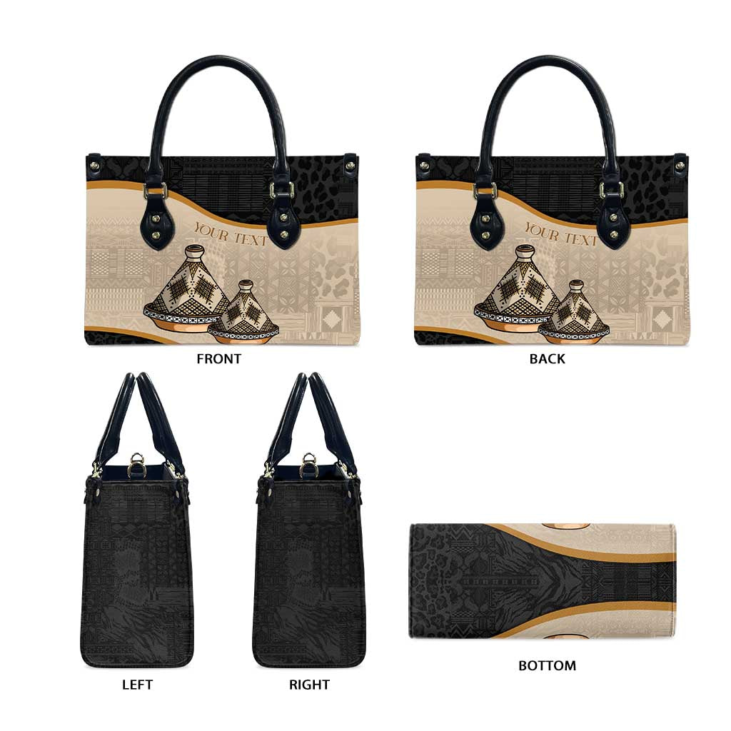 Algeria Tajine Dish Personalized Leather Bag with African Tribal Pattern