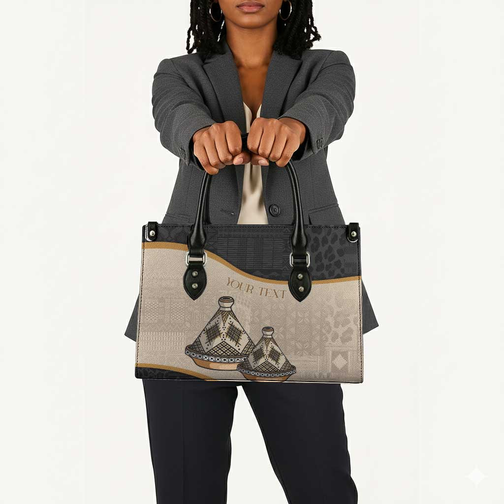 Algeria Tajine Dish Personalized Leather Bag with African Tribal Pattern
