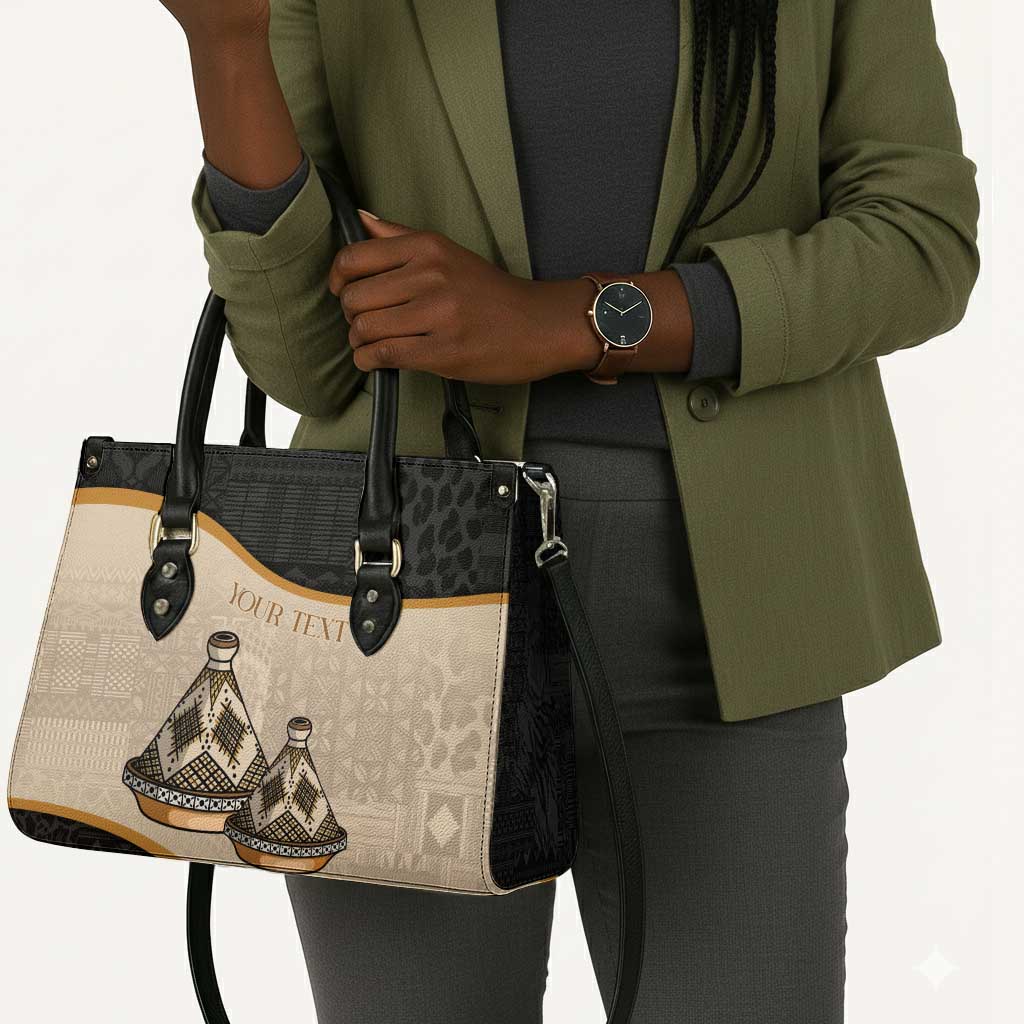 Algeria Tajine Dish Personalized Leather Bag with African Tribal Pattern