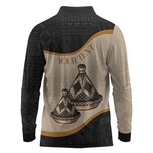 Algeria Tajine Dish Personalized Long Sleeve Polo Shirt with African Tribal Pattern