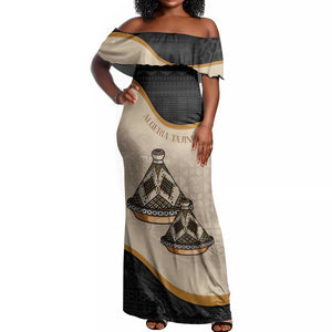 Algeria Tajine Dish Personalized Off Shoulder Maxi Dress with African Tribal Pattern