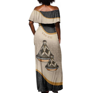 Algeria Tajine Dish Personalized Off Shoulder Maxi Dress with African Tribal Pattern
