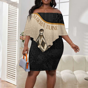 Algeria Tajine Dish Personalized Off Shoulder Short Dress with African Tribal Pattern