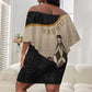 Algeria Tajine Dish Personalized Off Shoulder Short Dress with African Tribal Pattern