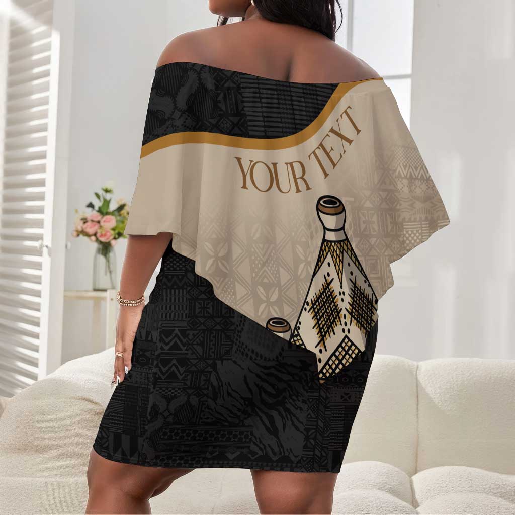 Algeria Tajine Dish Personalized Off Shoulder Short Dress with African Tribal Pattern