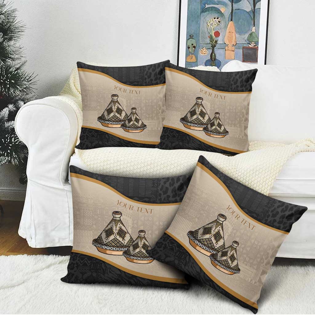 Algeria Tajine Dish Personalized Pillow Cover with African Tribal Pattern