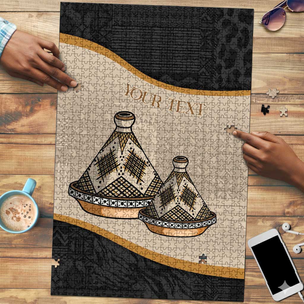 Algeria Tajine Dish Personalized Puzzle with African Tribal Pattern