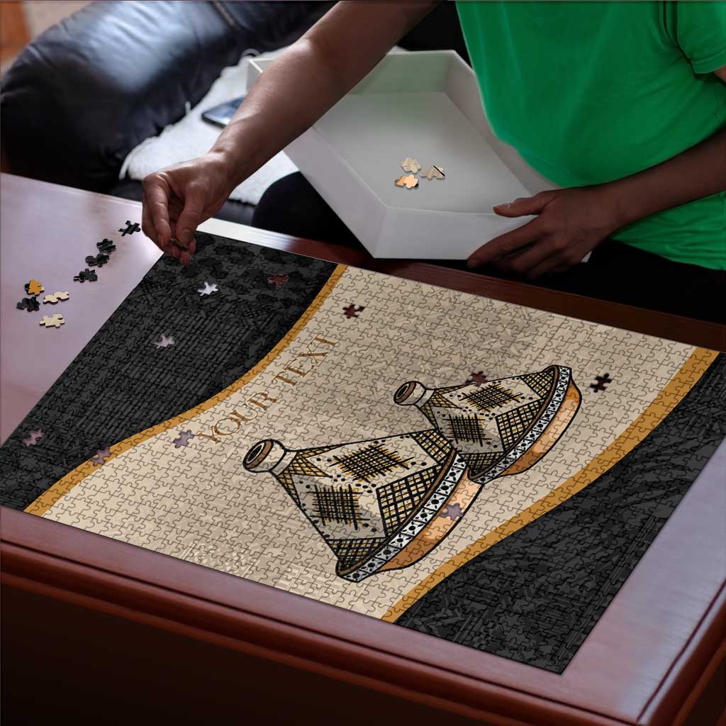 Algeria Tajine Dish Personalized Puzzle with African Tribal Pattern