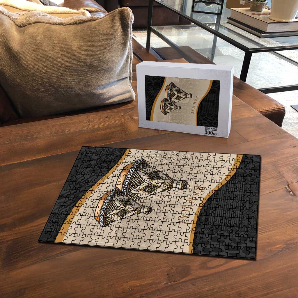 Algeria Tajine Dish Personalized Puzzle with African Tribal Pattern