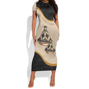 Algeria Tajine Dish Personalized Short Sleeve Bodycon Dress with African Tribal Pattern LT9
