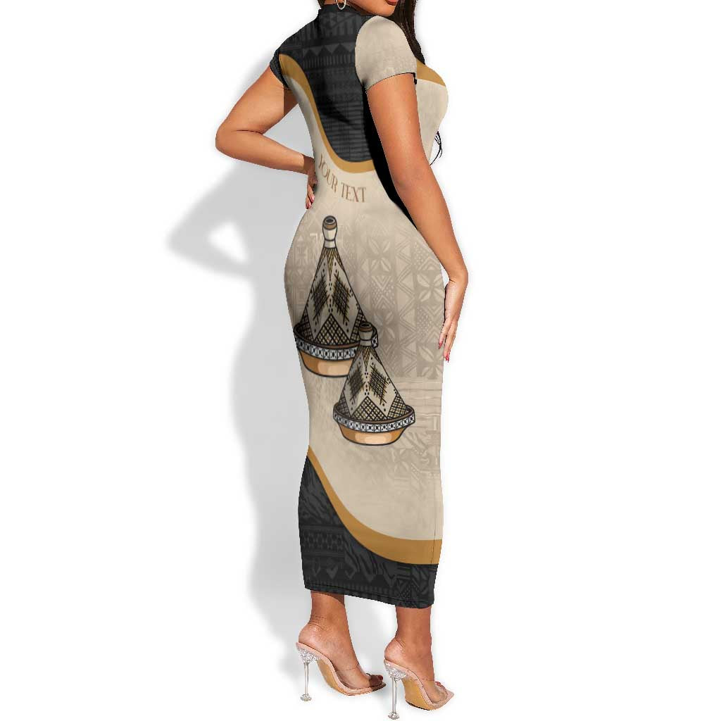 Algeria Tajine Dish Personalized Short Sleeve Bodycon Dress with African Tribal Pattern LT9