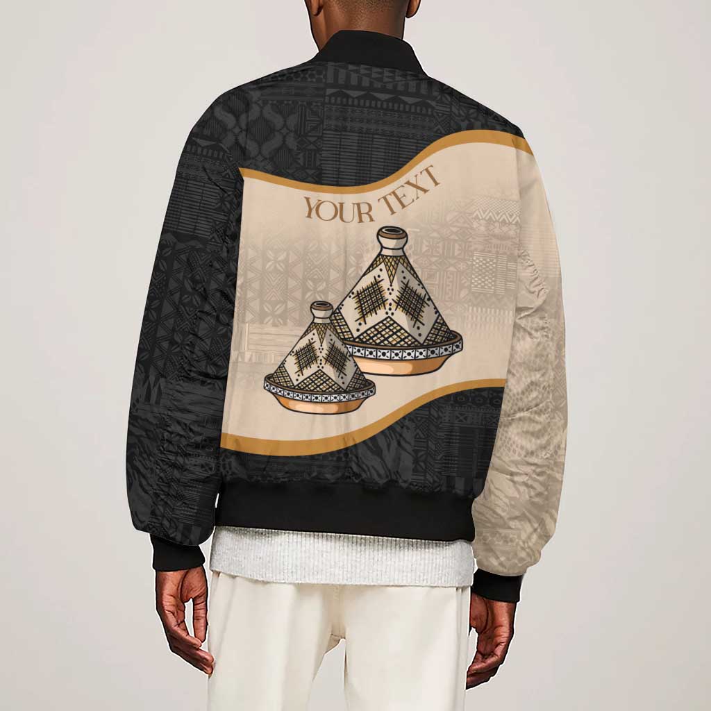 Algeria Tajine Dish Personalized Sleeve Zip Bomber Jacket with African Tribal Pattern