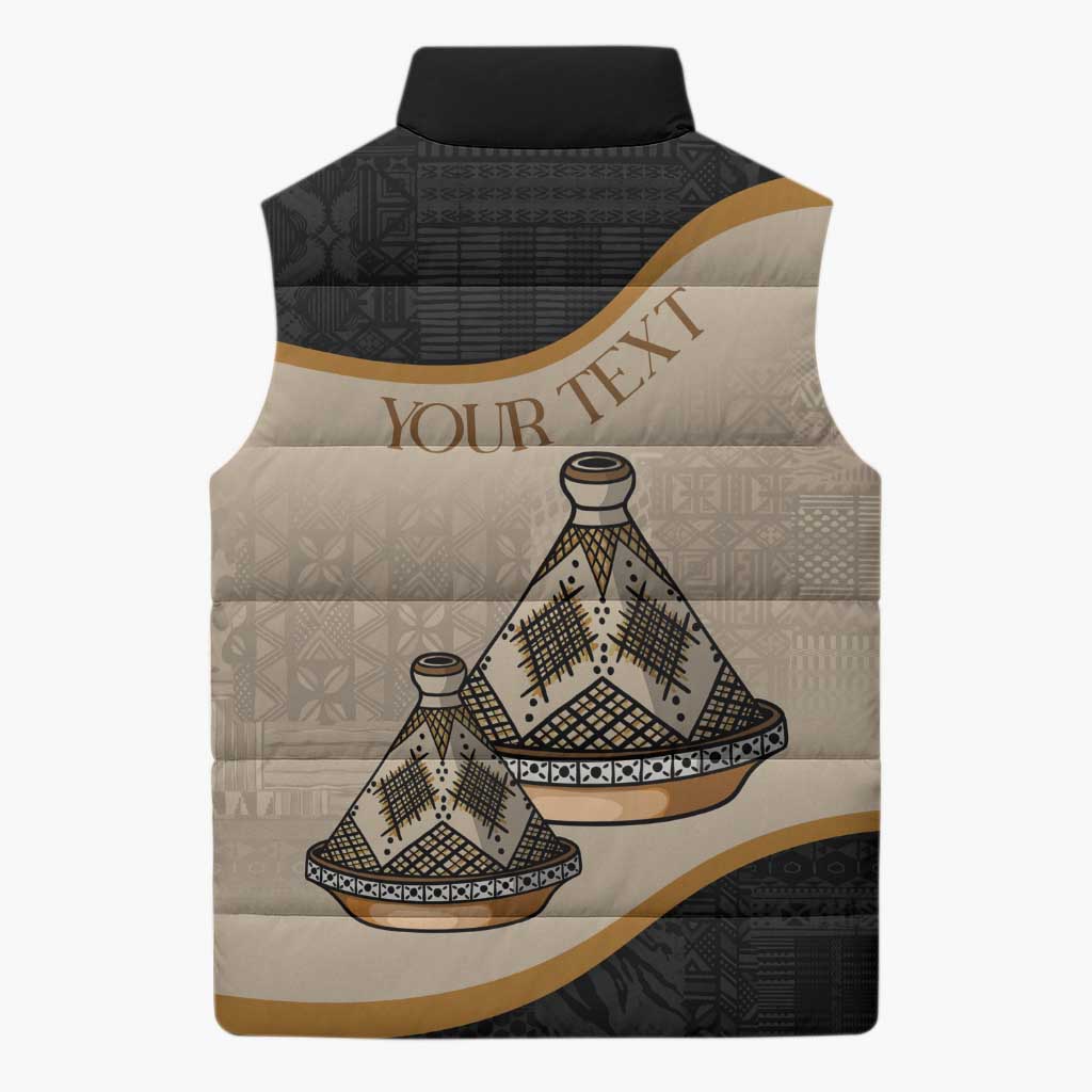 Algeria Tajine Dish Personalized Sleeveless Puffer Jacket with African Tribal Pattern