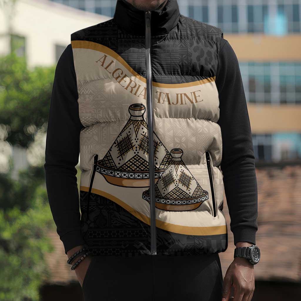 Algeria Tajine Dish Personalized Sleeveless Puffer Jacket with African Tribal Pattern