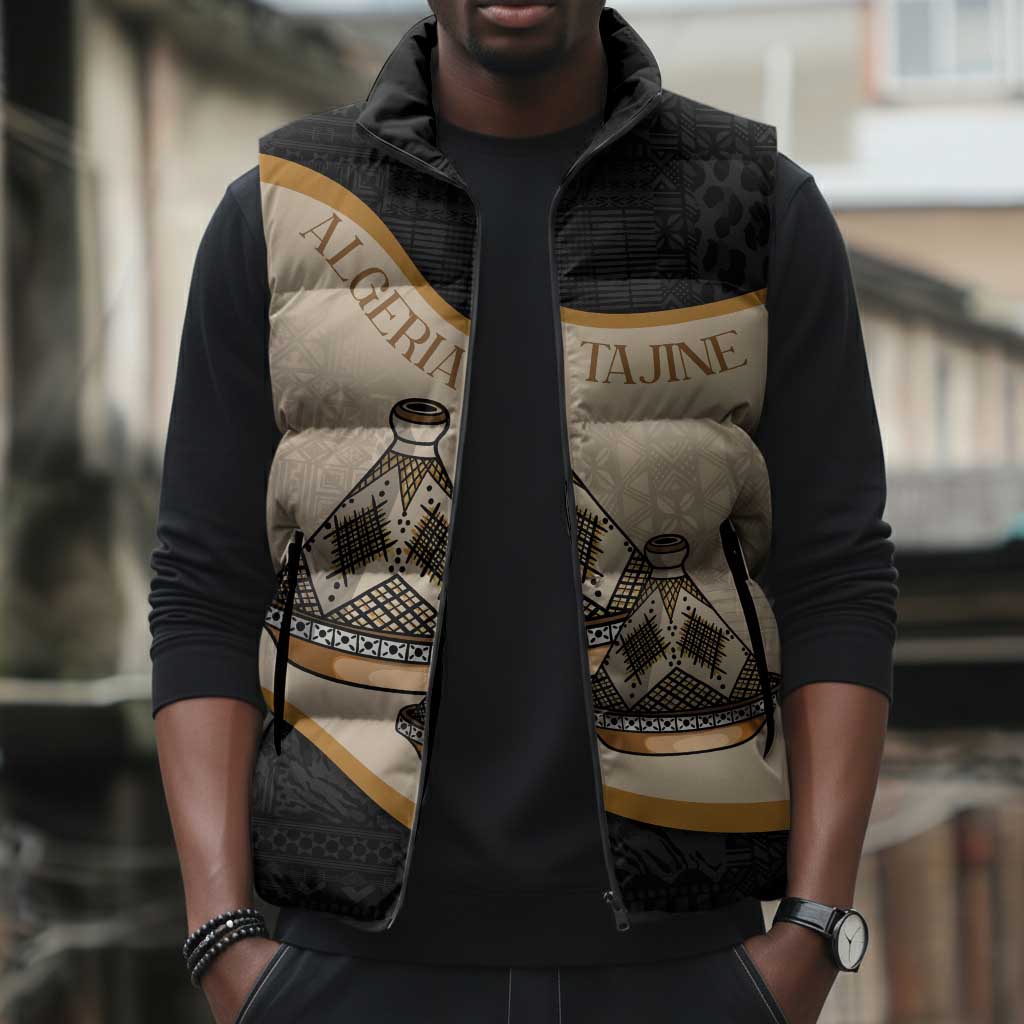 Algeria Tajine Dish Personalized Sleeveless Puffer Jacket with African Tribal Pattern