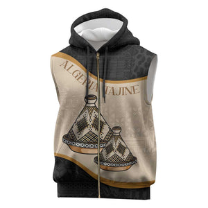 Algeria Tajine Dish Personalized Sleeveless Zip Hoodie with African Tribal Pattern - African Pride