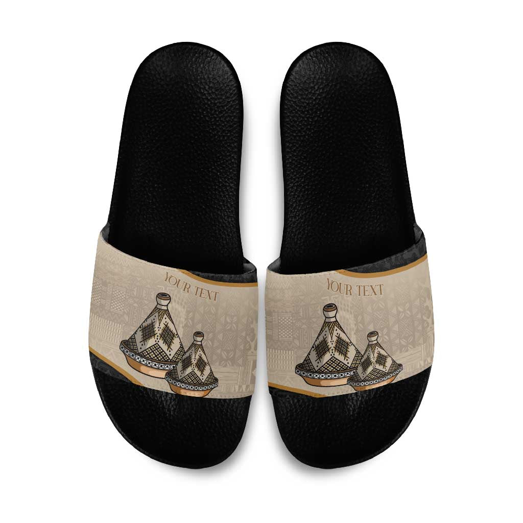 Algeria Tajine Dish Personalized Slide Sandals with African Tribal Pattern