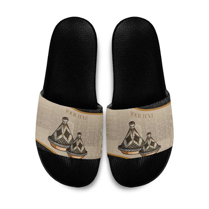 Algeria Tajine Dish Personalized Slide Sandals with African Tribal Pattern