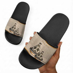 Algeria Tajine Dish Personalized Slide Sandals with African Tribal Pattern
