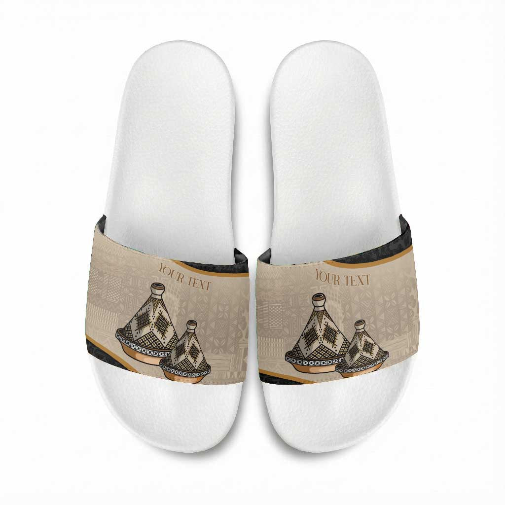 Algeria Tajine Dish Personalized Slide Sandals with African Tribal Pattern