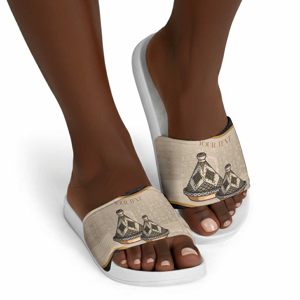 Algeria Tajine Dish Personalized Slide Sandals with African Tribal Pattern
