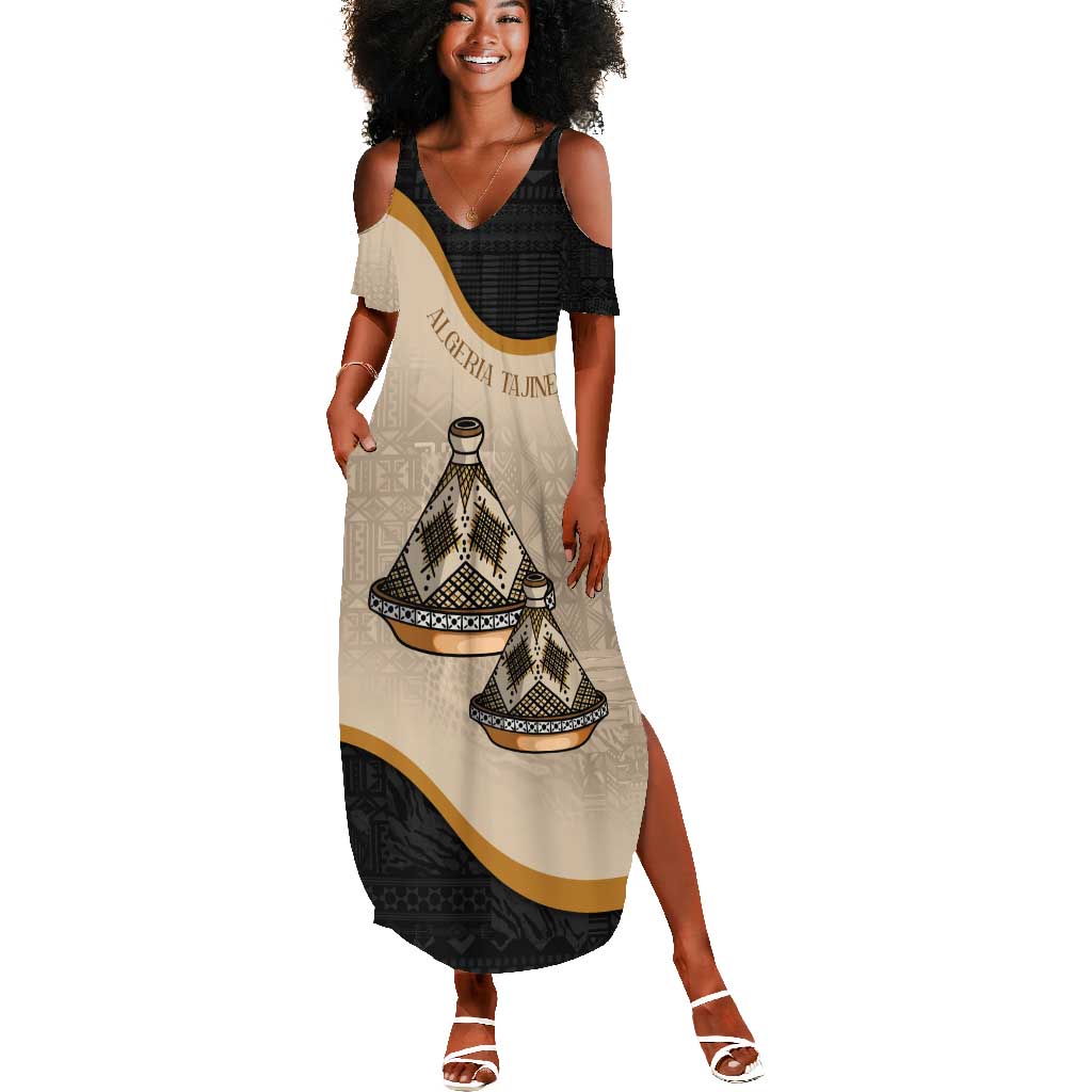 Algeria Tajine Dish Personalized Summer Maxi Dress with African Tribal Pattern