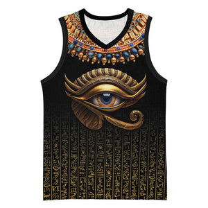 Egypt Eyes Of Horus Basketball Jersey with Egyptian Hieroglyphs - African Pride