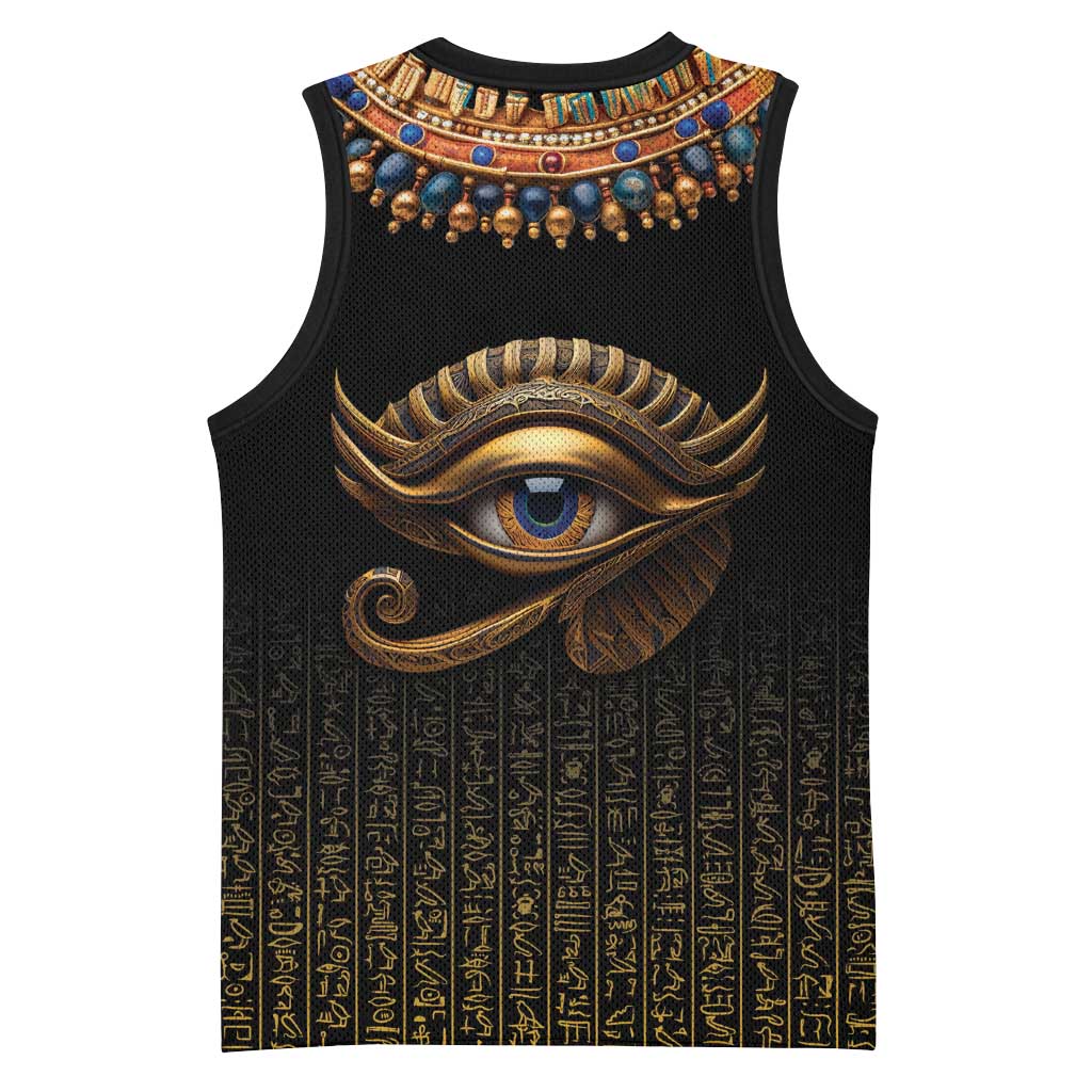 Egypt Eyes Of Horus Basketball Jersey with Egyptian Hieroglyphs - African Pride