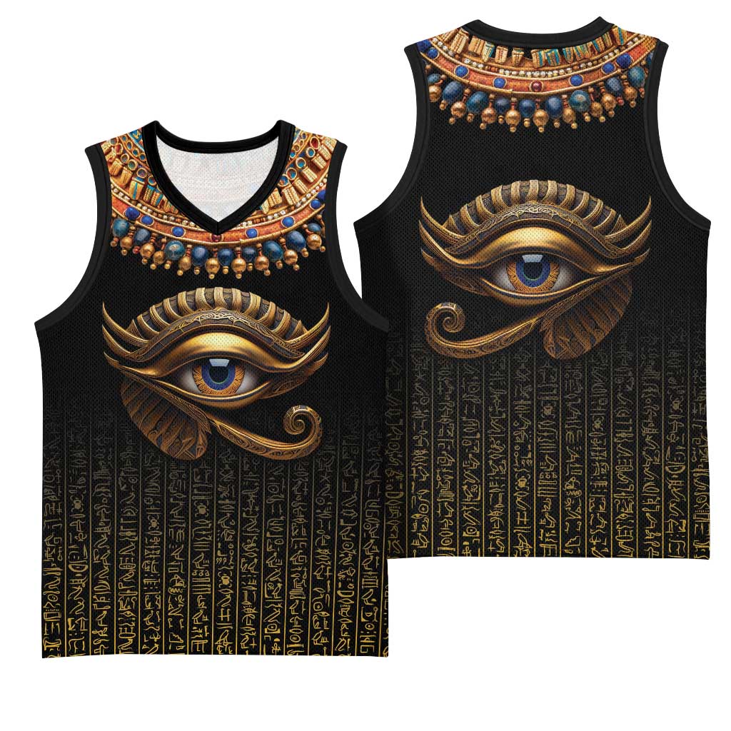 Egypt Eyes Of Horus Basketball Jersey with Egyptian Hieroglyphs - African Pride