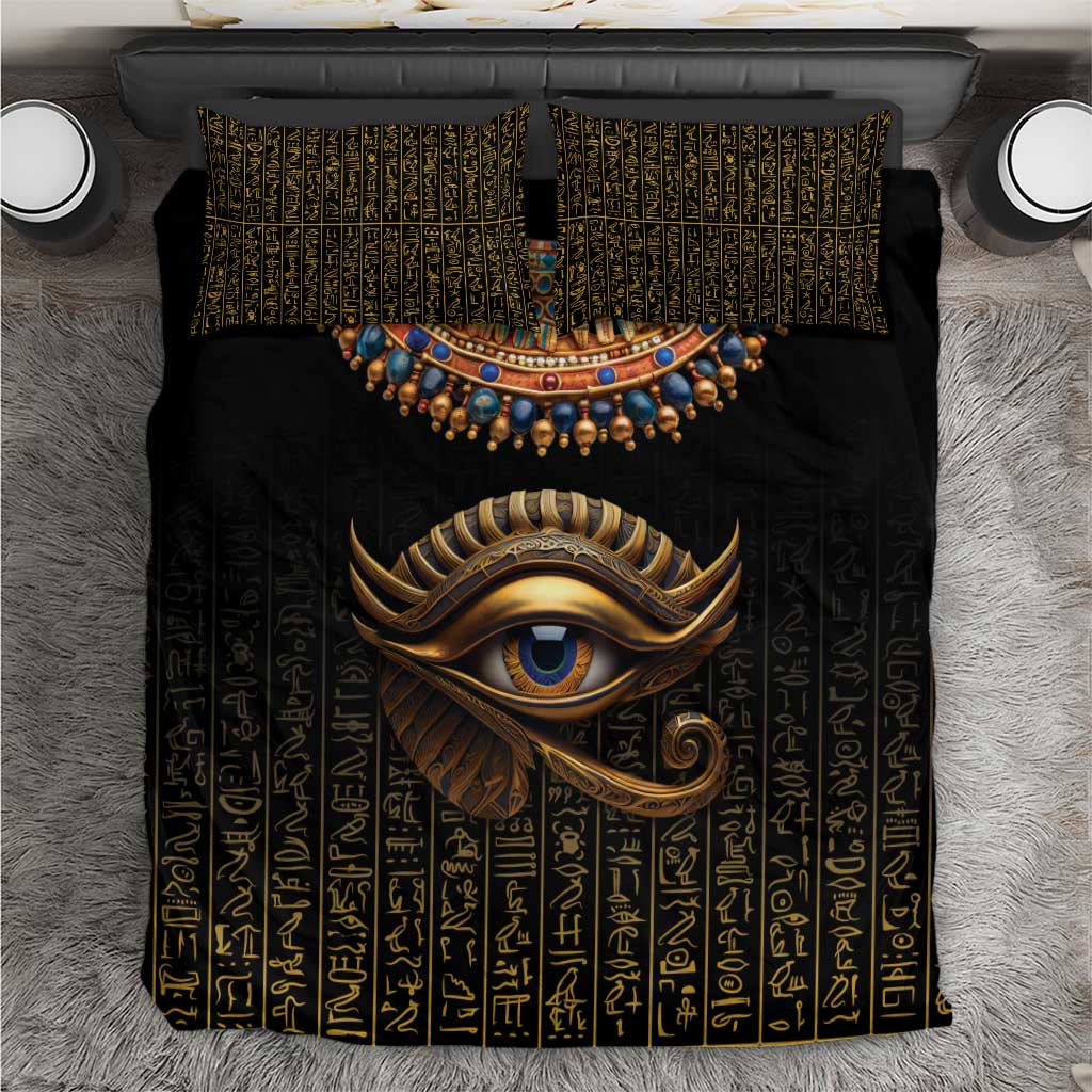 Egypt Eyes Of Horus Bedding Set with Egyptian Hieroglyphs