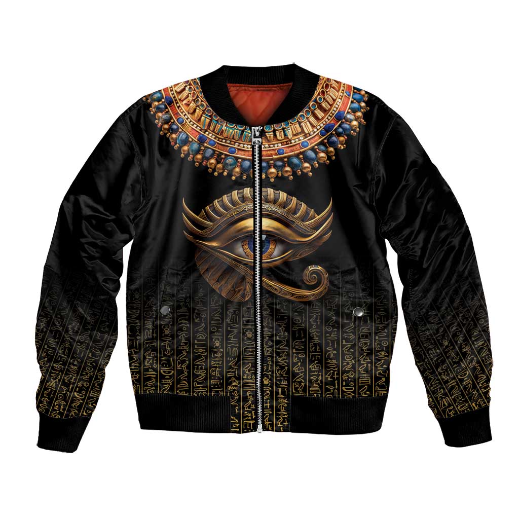 Egypt Eyes Of Horus Bomber Jacket with Egyptian Hieroglyphs