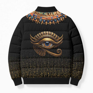Egypt Eyes Of Horus Bomber Puffer Jacket with Egyptian Hieroglyphs