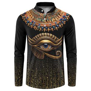 Egypt Eyes Of Horus Button Sweatshirt with Egyptian Hieroglyphs