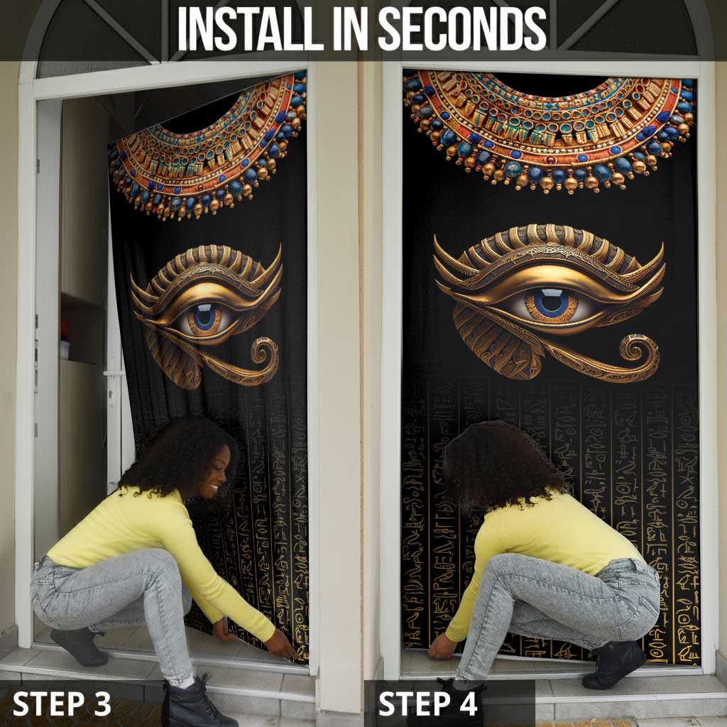 Egypt Eyes Of Horus Door Cover with Egyptian Hieroglyphs