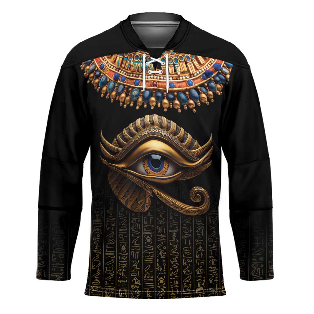 Egypt Eyes Of Horus Hockey Jersey with Egyptian Hieroglyphs