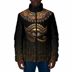 Egypt Eyes Of Horus Padded Jacket with Egyptian Hieroglyphs