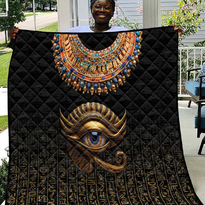 Egypt Eyes Of Horus Quilt with Egyptian Hieroglyphs
