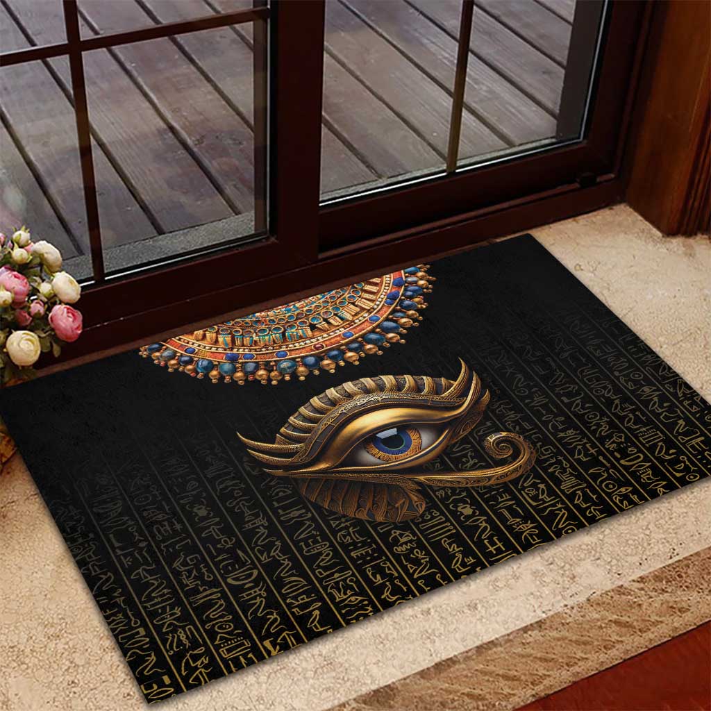Egypt Eyes Of Horus Rubber Doormat with Egyptian Hieroglyphs